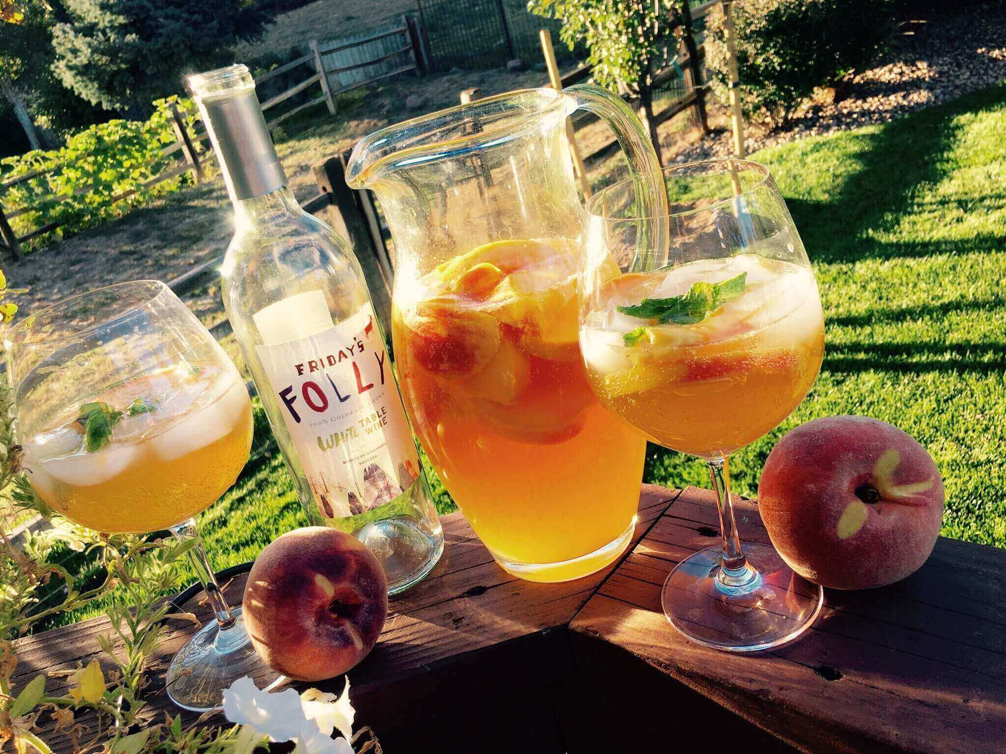 Palisade Peach Sangria, Palisade Peaches and Palisade Sourced White Table Wine